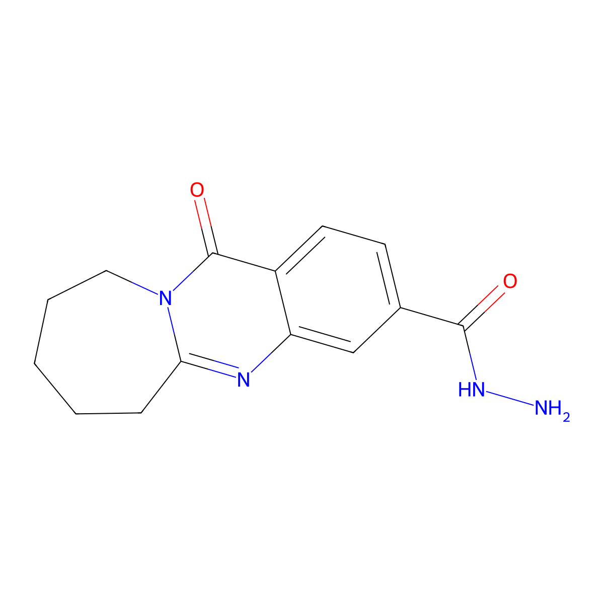 12-oxo-6H,7H,8H,9H,10H,12H-azepino[2,1-b]quinazoline-3-carbohydrazide molecular structure, CAS 730950-27-3