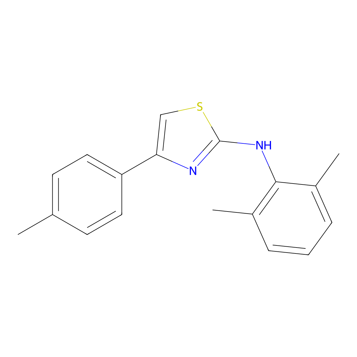 N-(2,6-dimethylphenyl)-4-(4-methylphenyl)-1,3-thiazol-2-amine molecular structure, CAS 730950-31-9