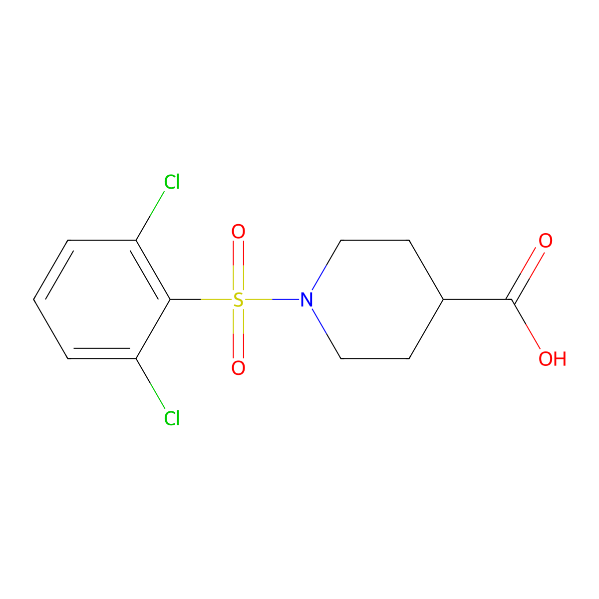 1-(2,6-Dichlorobenzenesulfonyl)piperidine-4-carboxylic acid molecular structure, CAS 730950-97-7