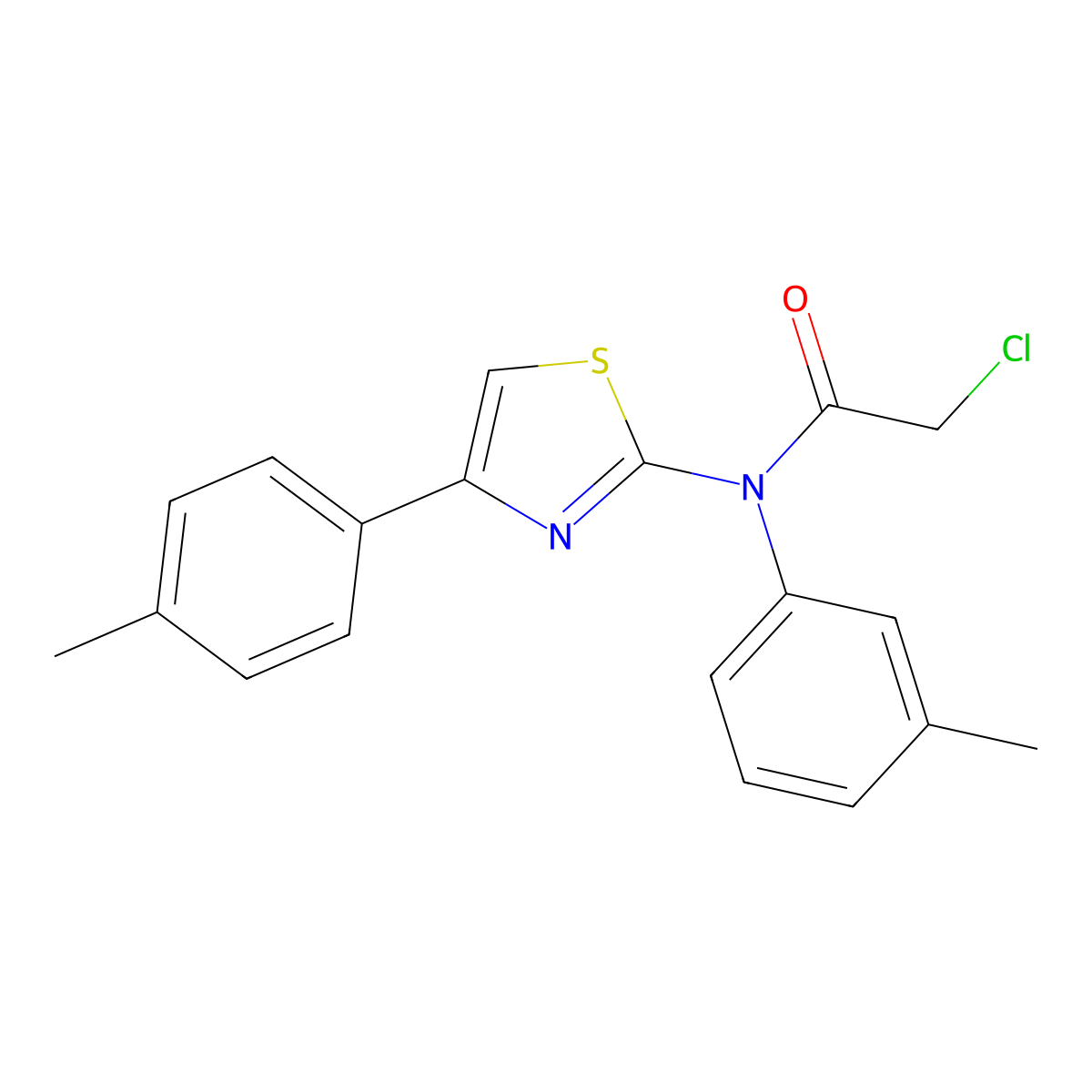 2-chloro-N-(3-methylphenyl)-N-[4-(4-methylphenyl)-1,3-thiazol-2-yl]acetamide molecular structure, CAS 730951-08-3