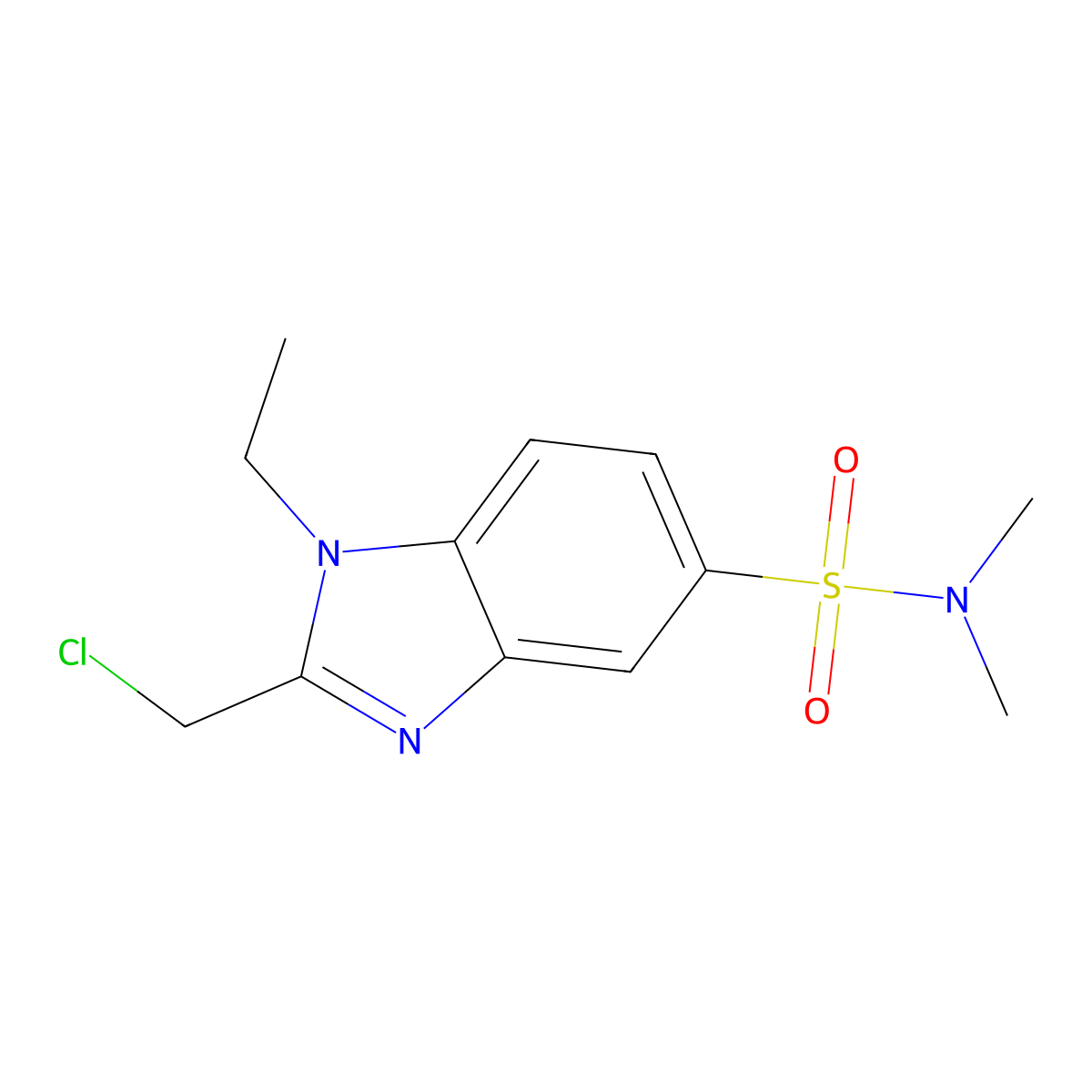 2-(chloromethyl)-1-ethyl-N,N-dimethyl-1H-1,3-benzodiazole-5-sulfonamide molecular structure, CAS 730951-12-9