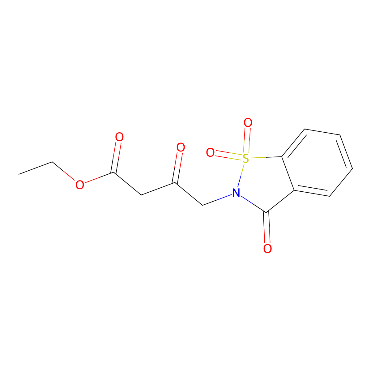 Ethyl 3-oxo-4-(1,1,3-trioxo-2,3-dihydro-1,2-benzothiazol-2-yl)butanoate molecular structure, CAS 730951-32-3