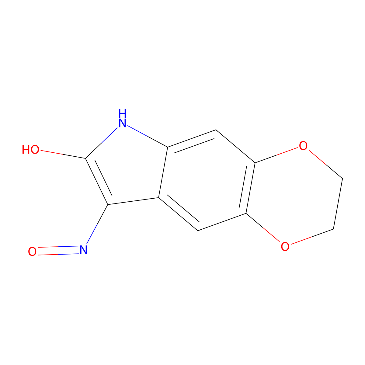 8-(hydroxyimino)-2H,3H,6H,7H,8H-[1,4]dioxino[2,3-f]indol-7-one molecular structure, CAS 730951-33-4