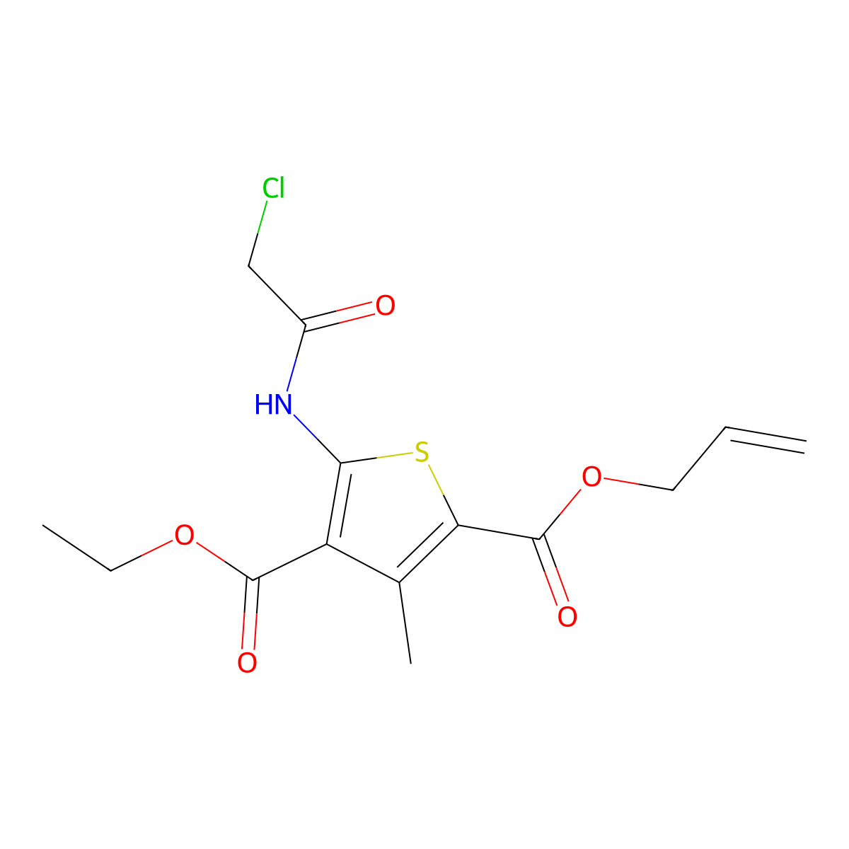 4-Ethyl 2-prop-2-en-1-yl 5-(2-chloroacetamido)-3-methylthiophene-2,4-dicarboxylate molecular structure, CAS 730951-35-6