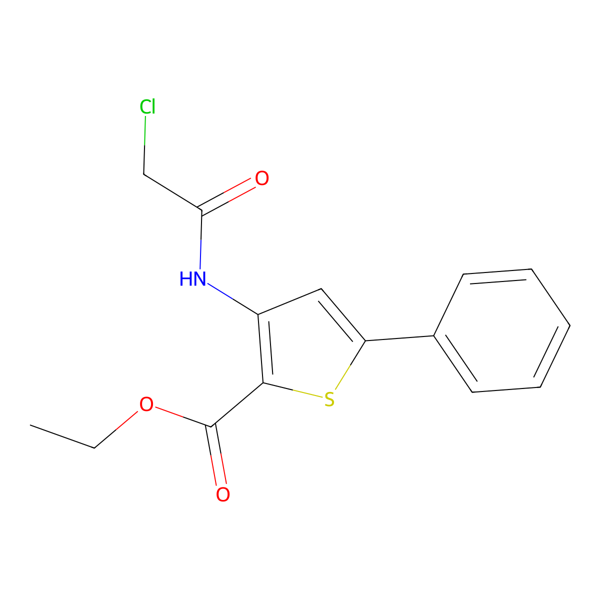 Ethyl 3-(2-chloroacetamido)-5-phenylthiophene-2-carboxylate molecular structure, CAS 730951-36-7