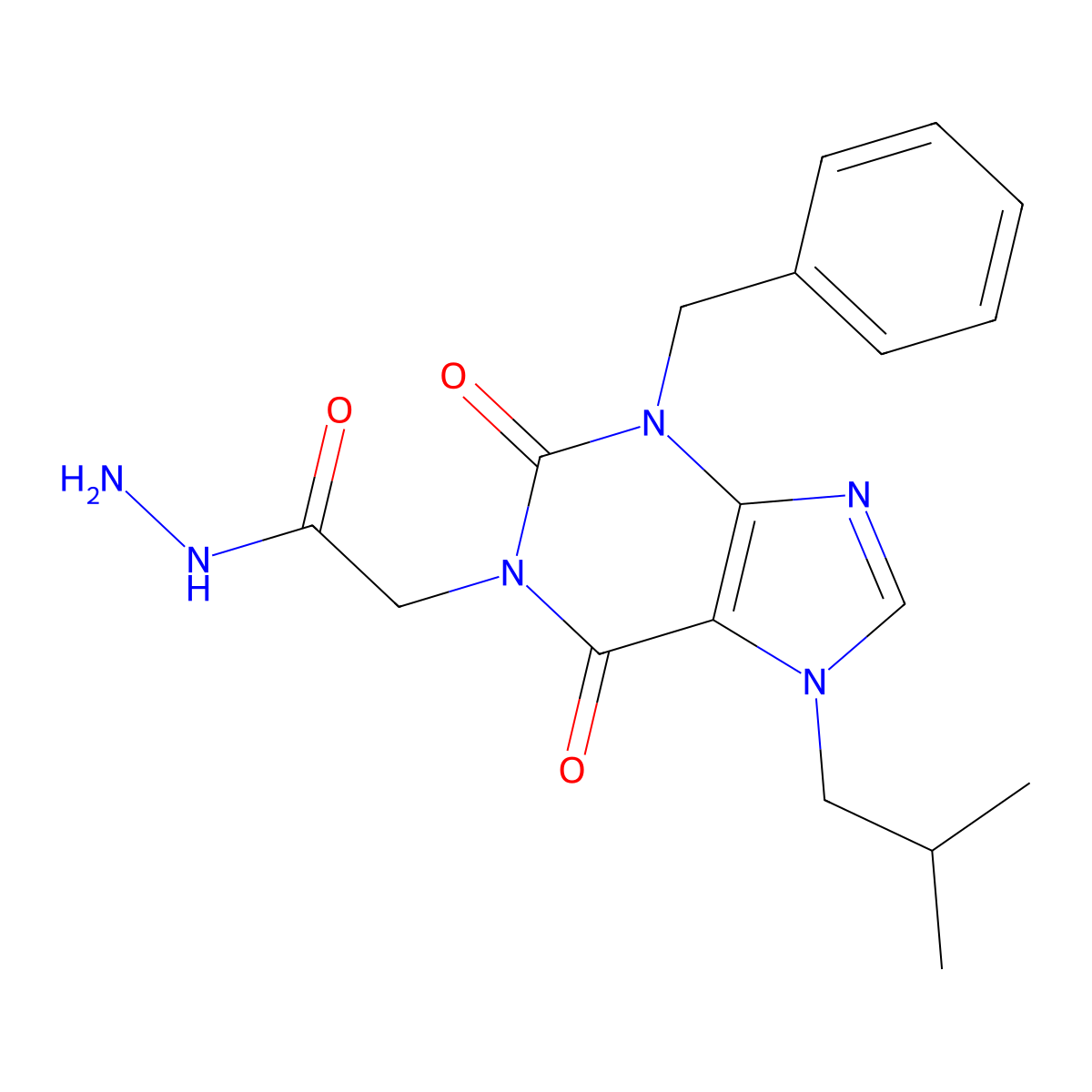 2-[3-benzyl-7-(2-methylpropyl)-2,6-dioxo-2,3,6,7-tetrahydro-1H-purin-1-yl]acetohydrazide molecular structure, CAS 730951-37-8