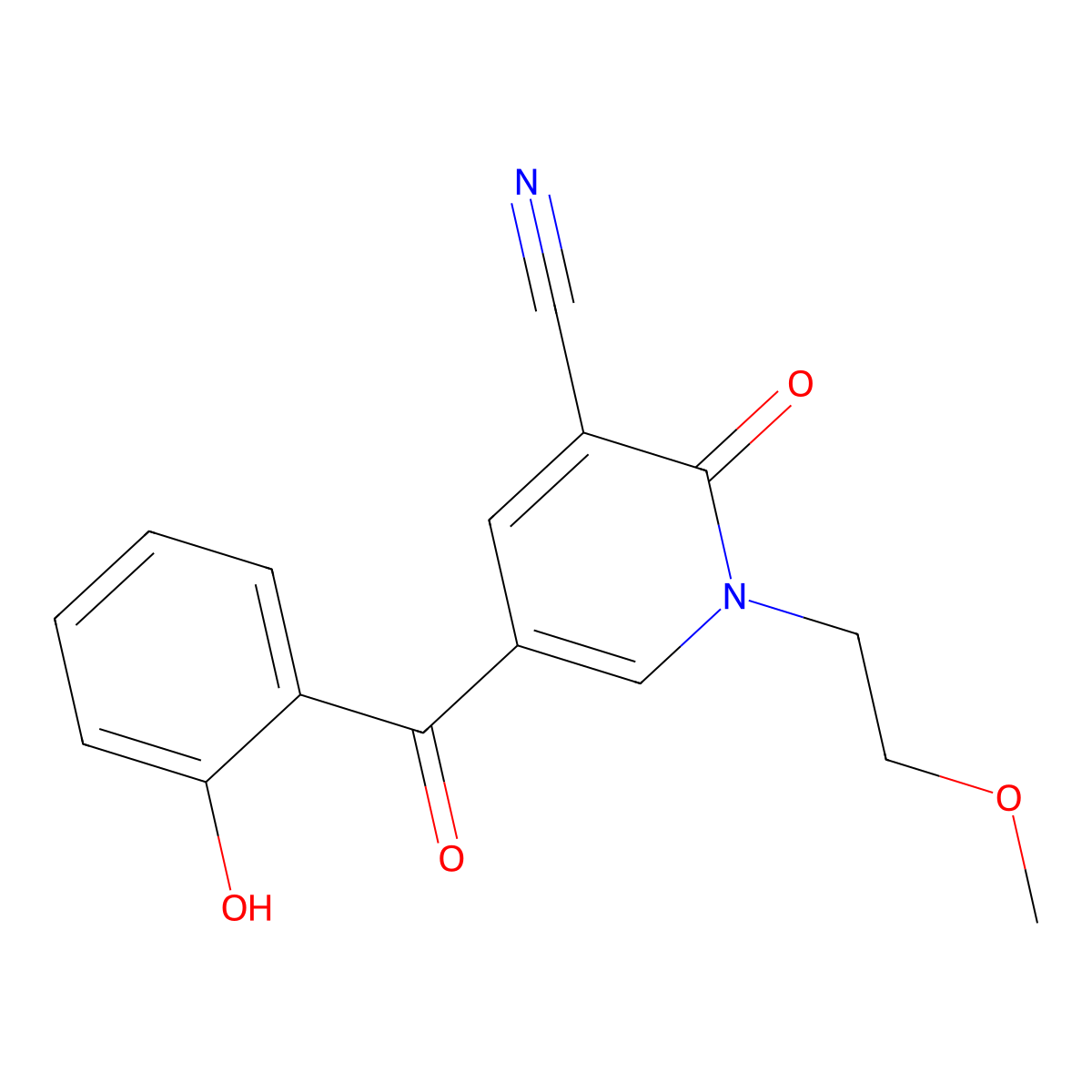 5-(2-Hydroxybenzoyl)-1-(2-methoxyethyl)-2-oxo-1,2-dihydropyridine-3-carbonitrile molecular structure, CAS 730951-39-0