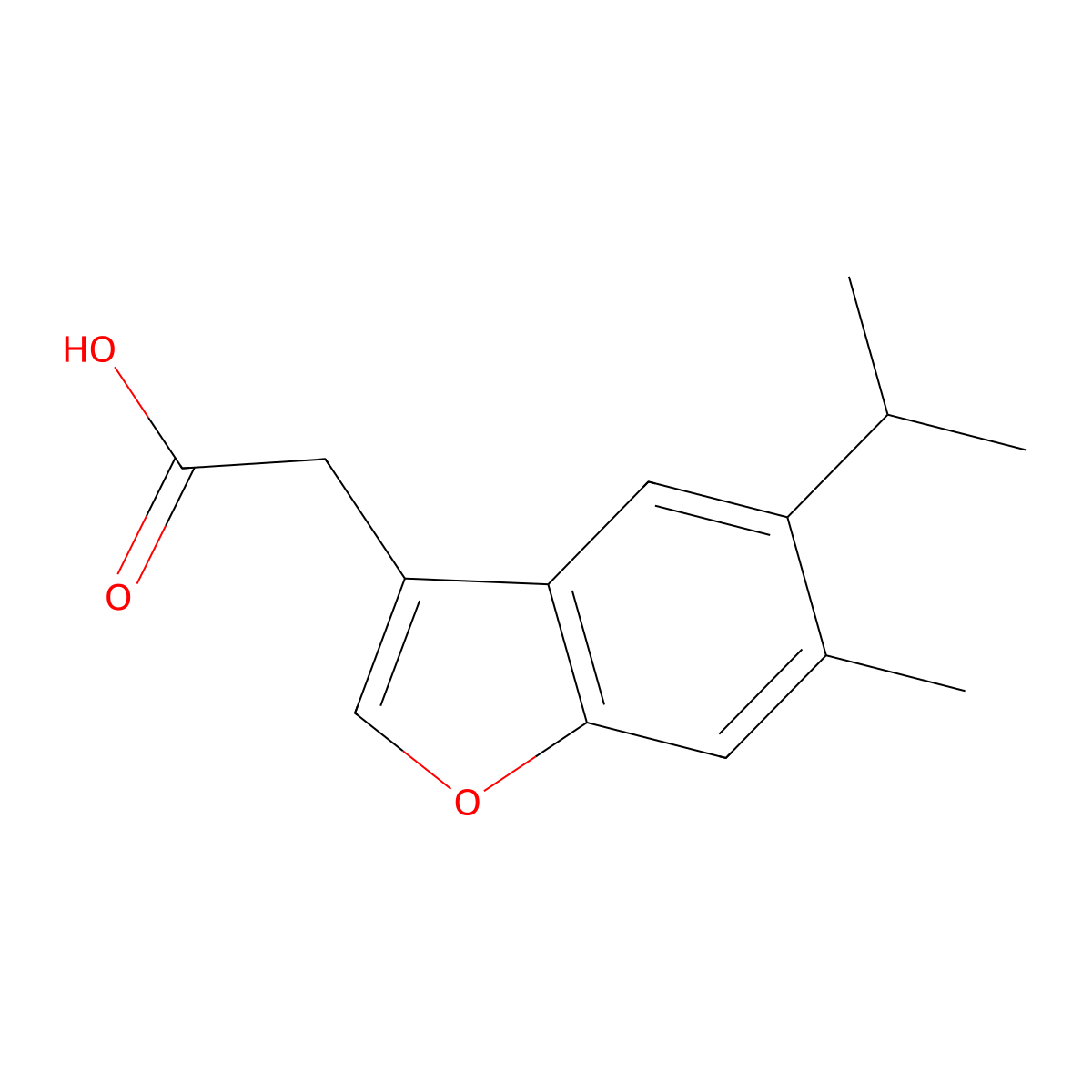 2-[6-Methyl-5-(propan-2-yl)-1-benzofuran-3-yl]acetic acid molecular structure, CAS 730951-42-5