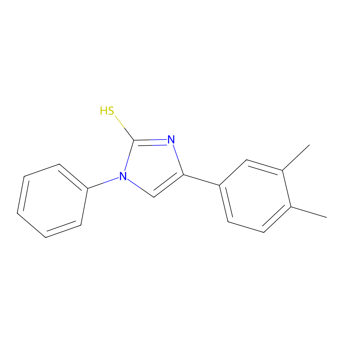 4-(3,4-dimethylphenyl)-1-phenyl-1H-imidazole-2-thiol molecular structure, CAS 730951-45-8