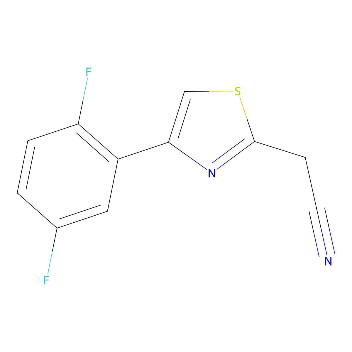 2-[4-(2,5-Difluorophenyl)-1,3-thiazol-2-yl]acetonitrile molecular structure, CAS 730951-46-9