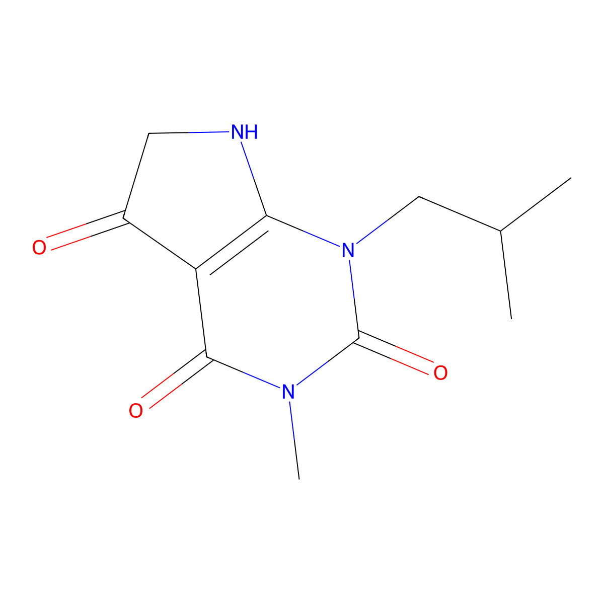 3-methyl-1-(2-methylpropyl)-1H,2H,3H,4H,5H,6H,7H-pyrrolo[2,3-d]pyrimidine-2,4,5-trione molecular structure, CAS 730957-19-4