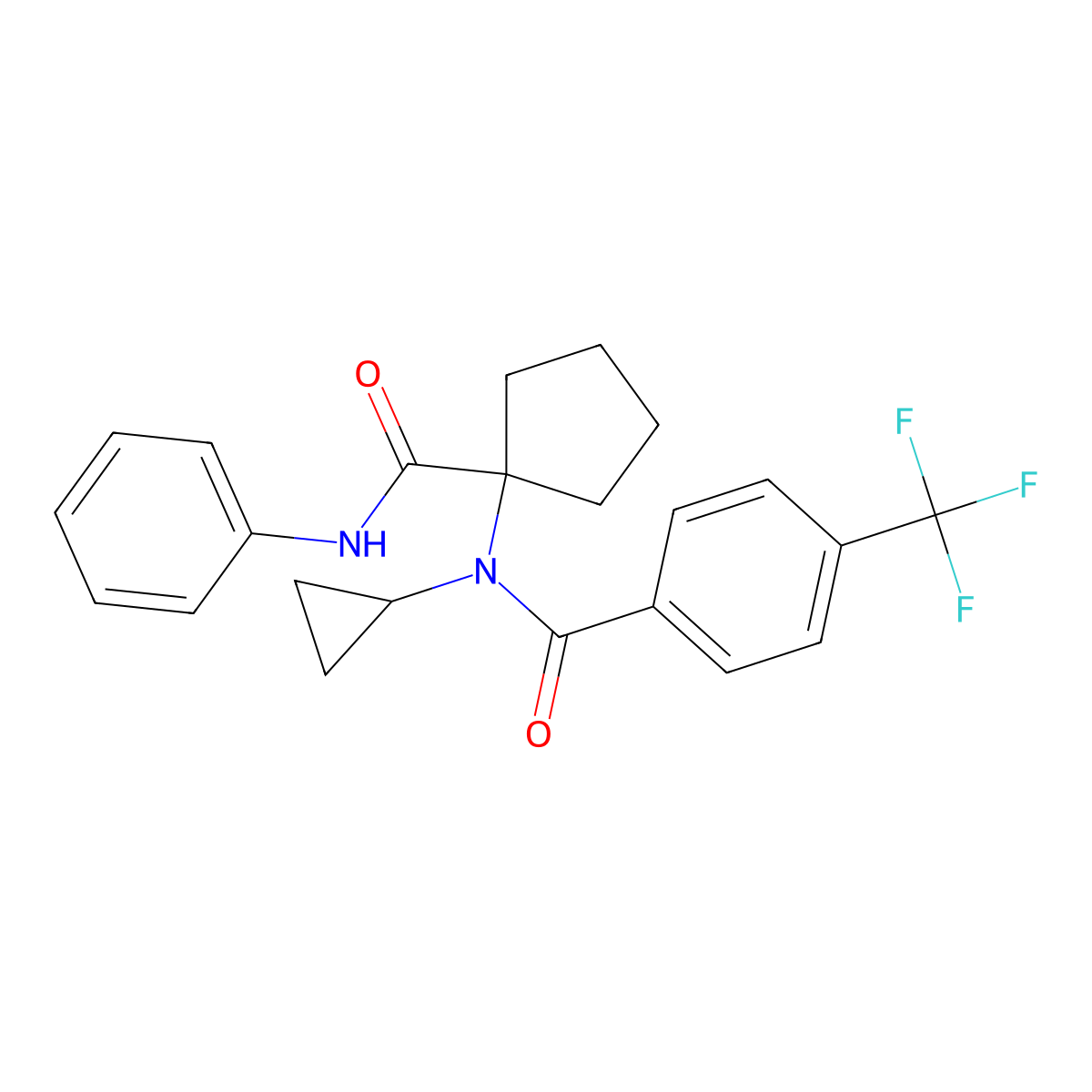 N-cyclopropyl-N-[1-(phenylcarbamoyl)cyclopentyl]-4-(trifluoromethyl)benzamide molecular structure, CAS 730957-28-5