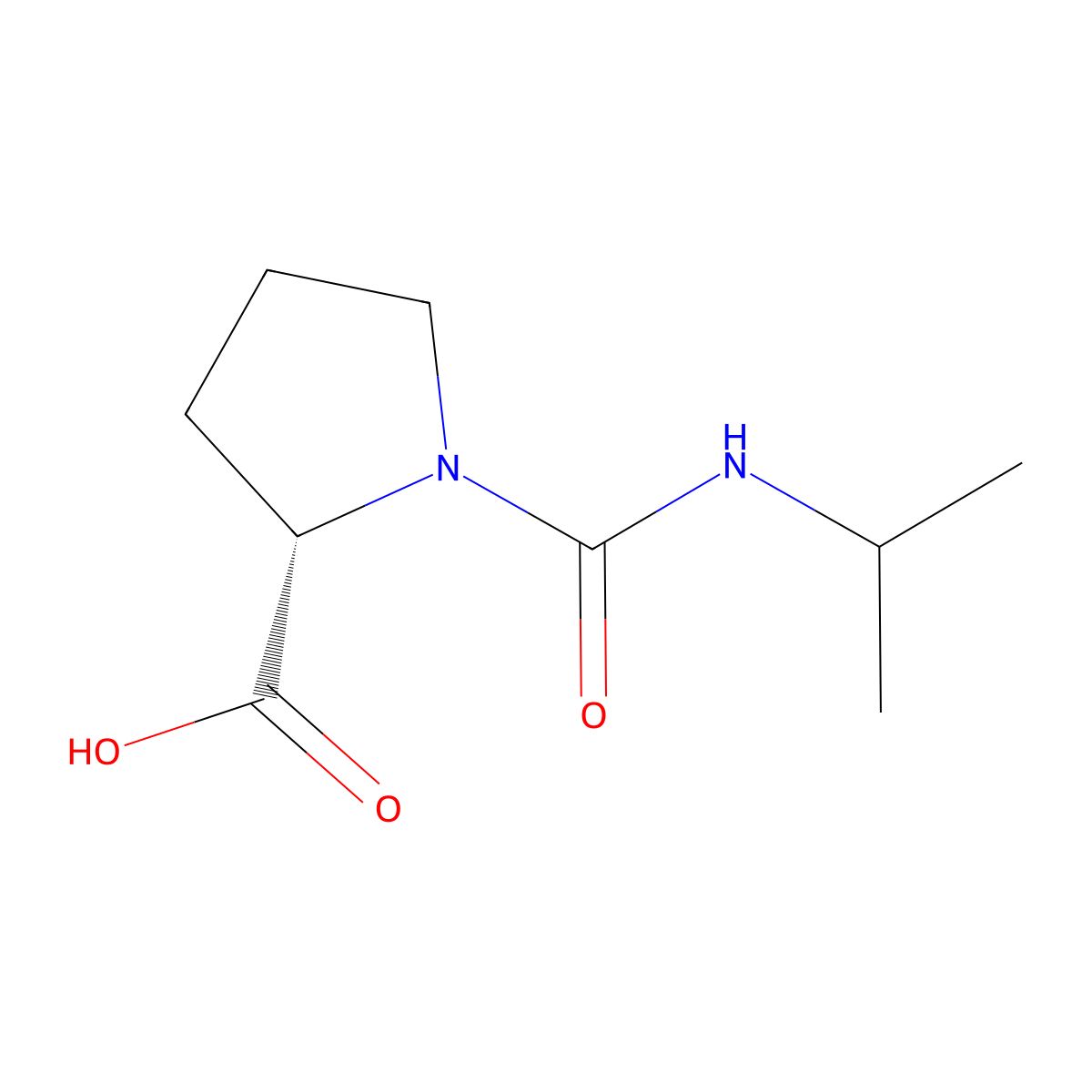 (2S)-1-((propan-2-yl)carbamoyl)pyrrolidine-2-carboxylic acid molecular structure, CAS 73096-18-1