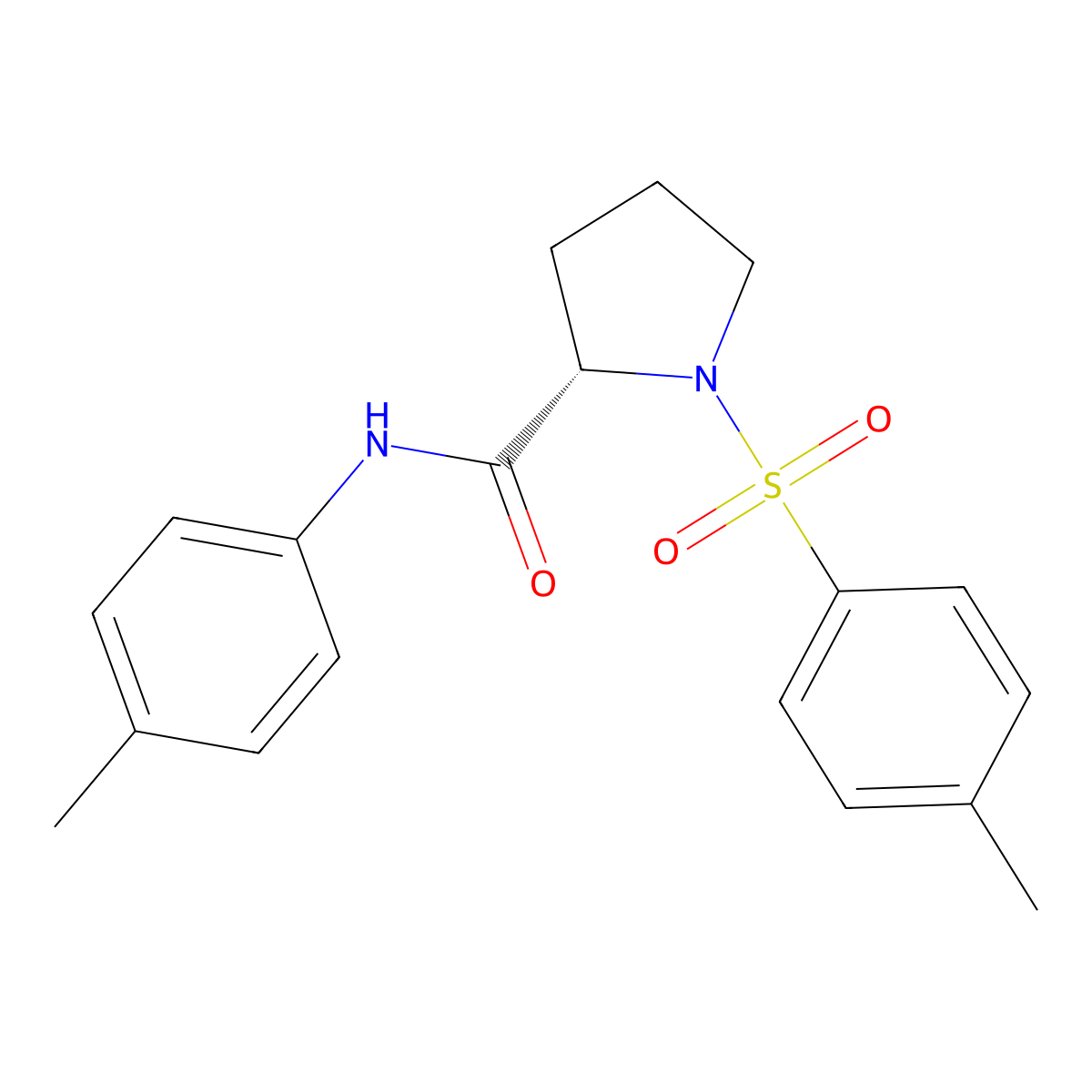 (S)-N-(p-Tolyl)-1-tosylpyrrolidine-2-carboxamide molecular structure, CAS 73096-28-3