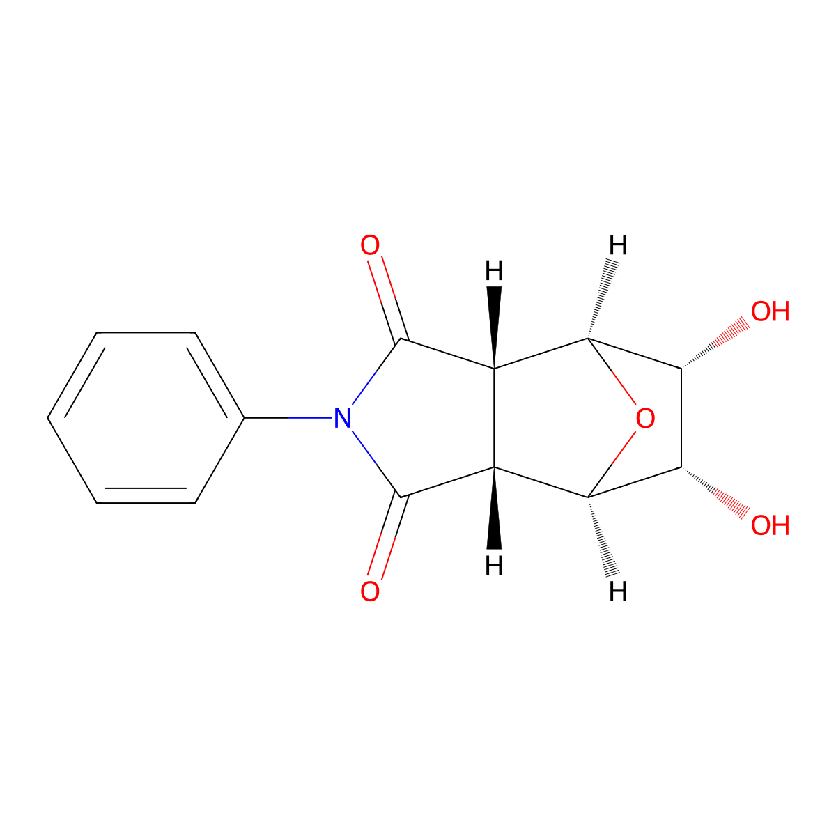 Rel-(3AR,4R,5S,6R,7S,7AS)-5,6-dihydroxy-2-phenylhexahydro-1H-4,7-epoxyisoindole-1,3(2H)-dione molecular structure, CAS 730963-45-8