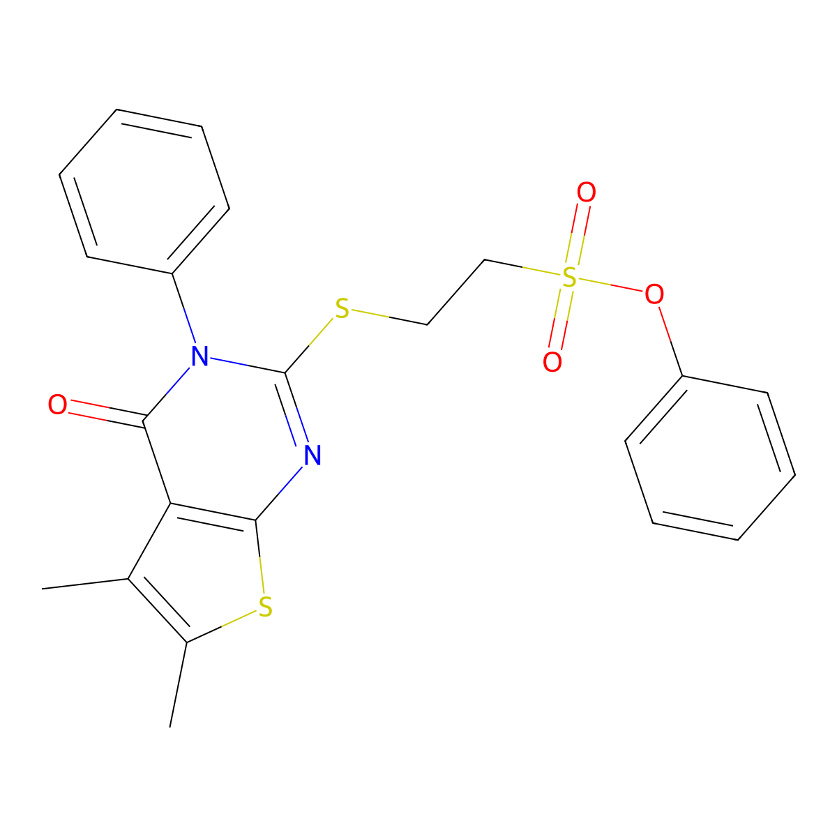 Phenyl 2-(5,6-dimethyl-4-oxo-3-phenylthieno[2,3-d]pyrimidin-2-yl)sulfanylethanesulfonate molecular structure, CAS 730965-45-4