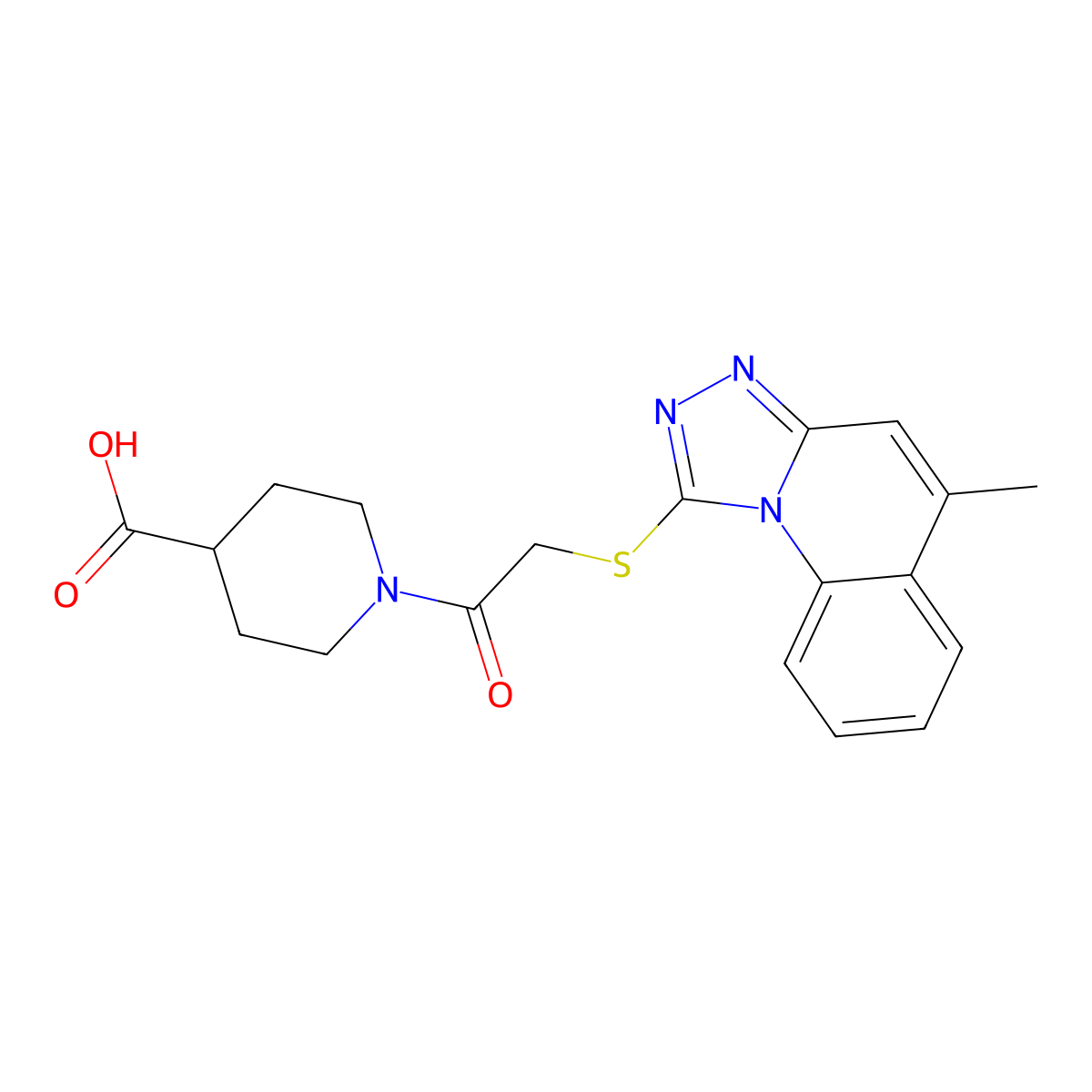 1-[2-({5-Methyl-[1,2,4]triazolo[4,3-a]quinolin-1-yl}sulfanyl)acetyl]piperidine-4-carboxylic acid molecular structure, CAS 730965-98-7