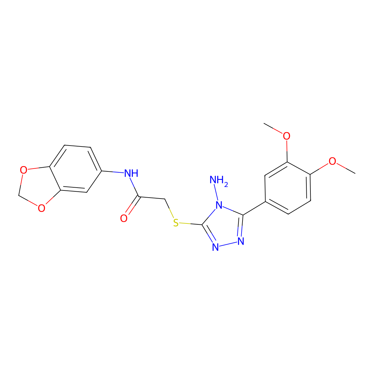 2-{[4-amino-5-(3,4-dimethoxyphenyl)-4H-1,2,4-triazol-3-yl]sulfanyl}-N-(1,3-benzodioxol-5-yl)acetamide molecular structure, CAS 730967-54-1