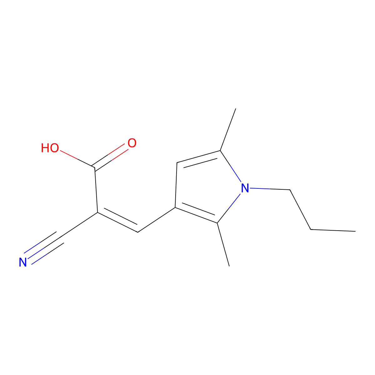 2-cyano-3-(2,5-dimethyl-1-propyl-1H-pyrrol-3-yl)prop-2-enoic acid molecular structure, CAS 730972-90-4