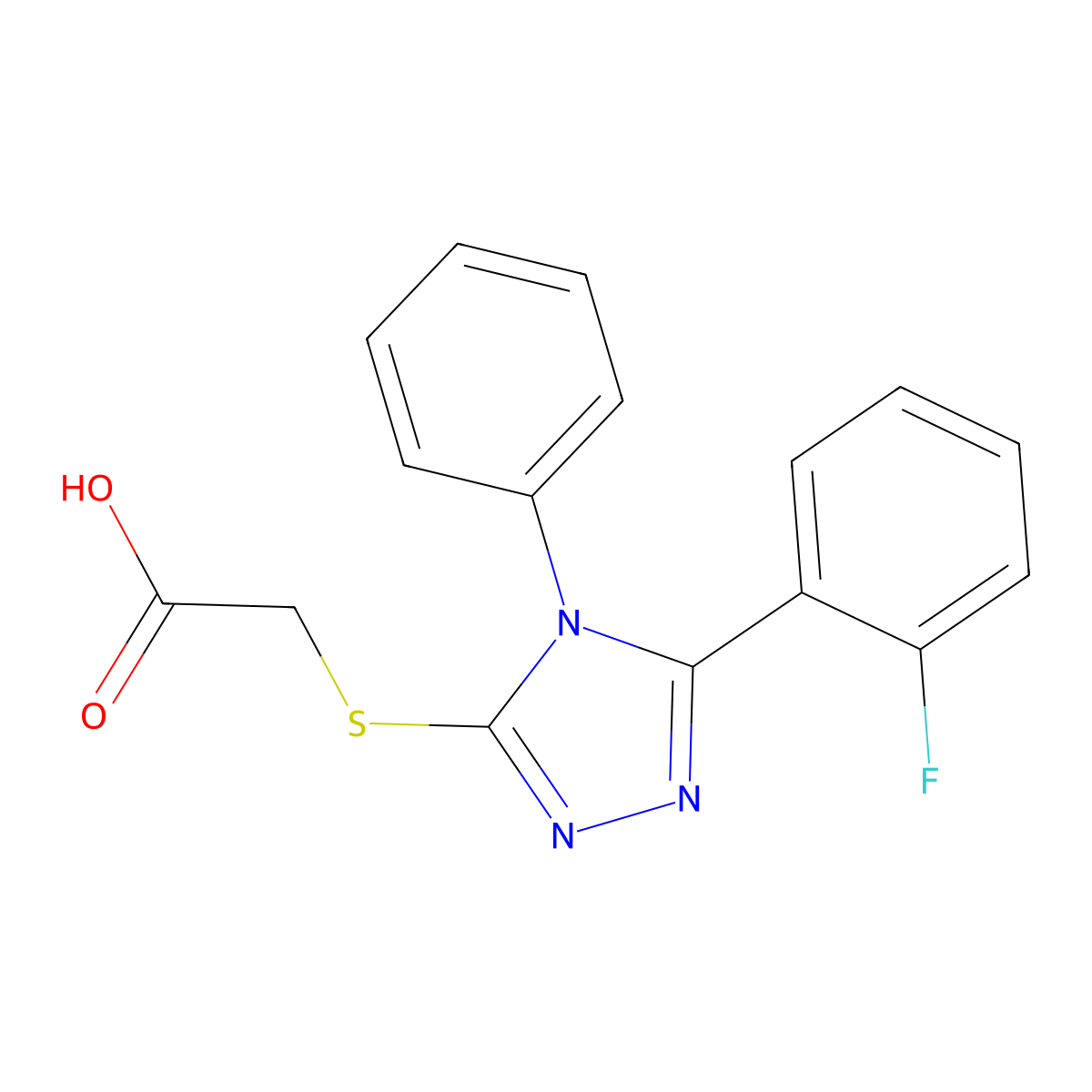 2-{[5-(2-fluorophenyl)-4-phenyl-4H-1,2,4-triazol-3-yl]sulfanyl}acetic acid molecular structure, CAS 730973-18-9