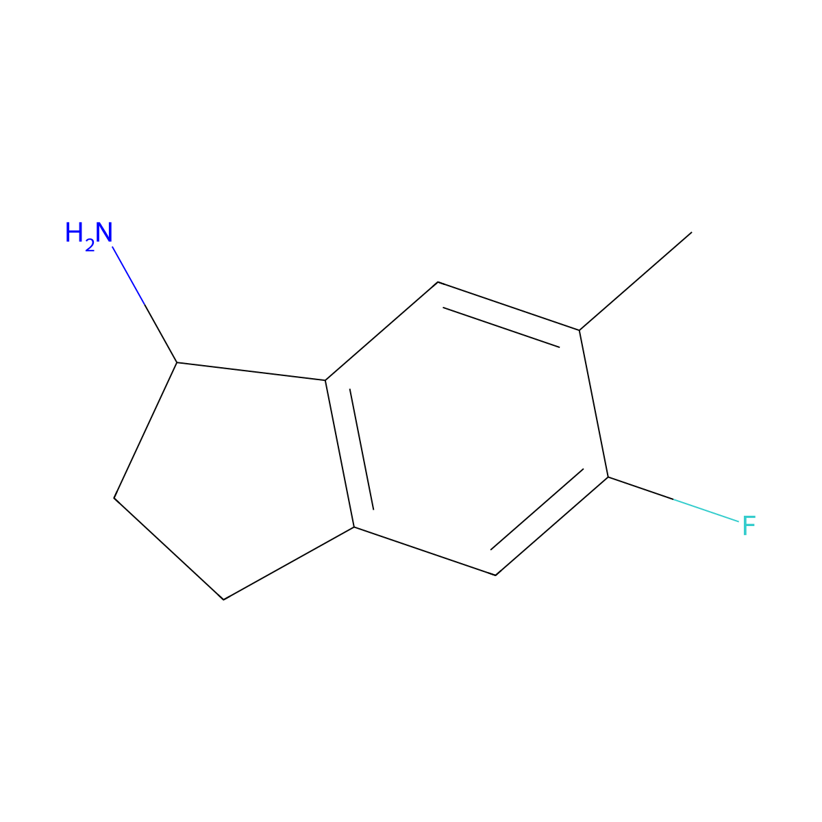 (R)-5-fluoro-6-methyl-2,3-dihydro-1H-inden-1-amine molecular structure, CAS 730980-45-7