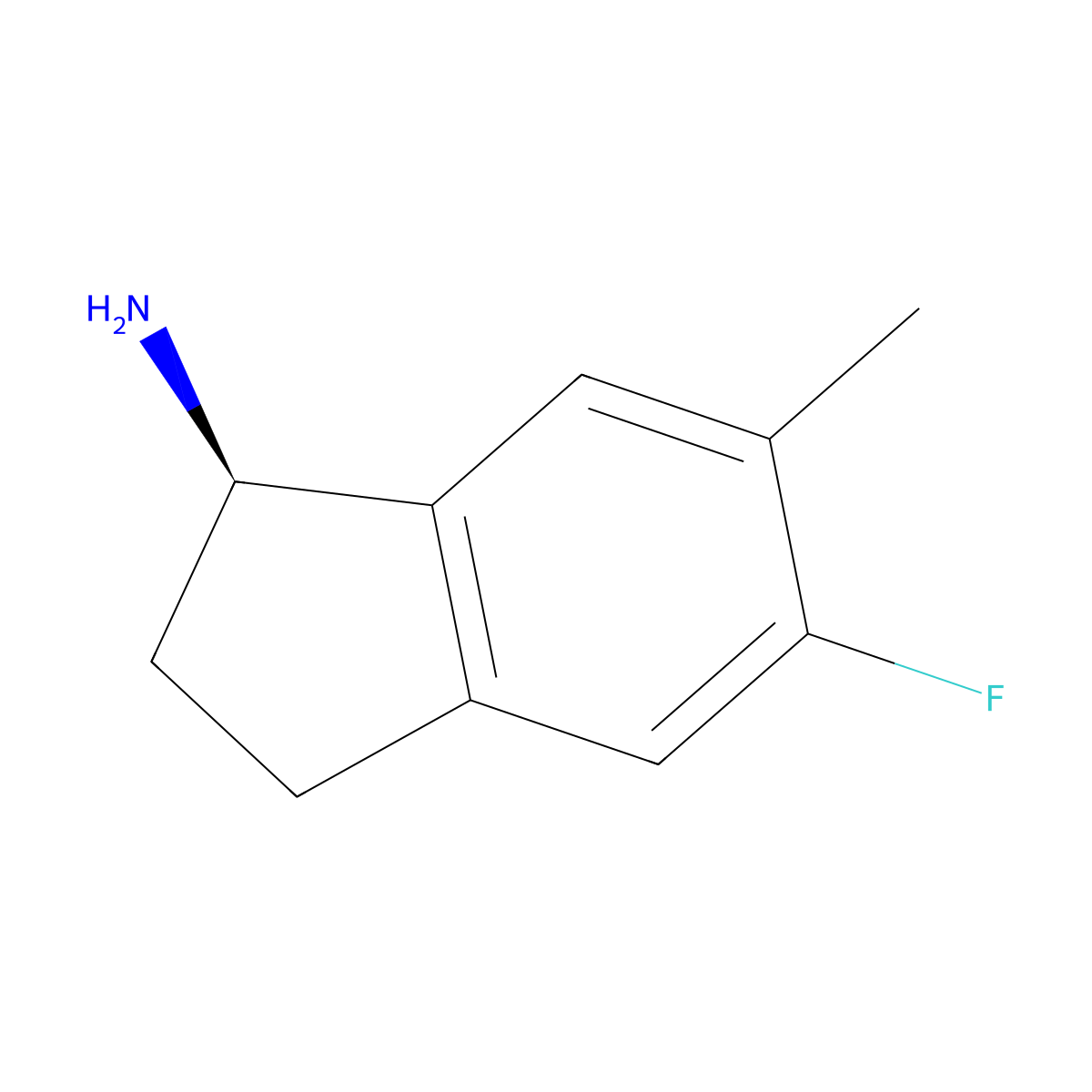 (R)-5-fluoro-6-methyl-2,3-dihydro-1H-inden-1-amine molecular structure, CAS 730980-45-7