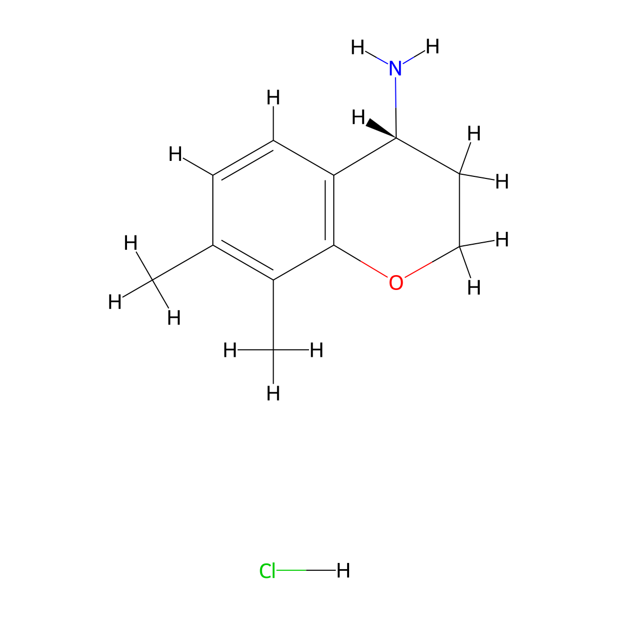(4R)-7,8-dimethyl-3,4-dihydro-2H-1-benzopyran-4-amine hydrochloride molecular structure, CAS 730980-50-4