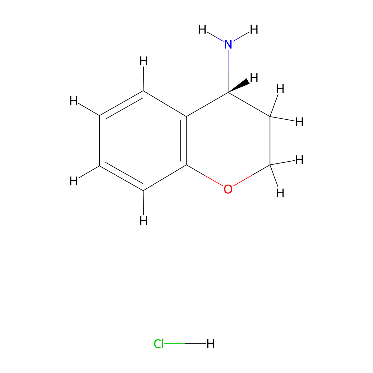 (4R)-3,4-dihydro-2H-1-benzopyran-4-amine hydrochloride molecular structure, CAS 730980-59-3
