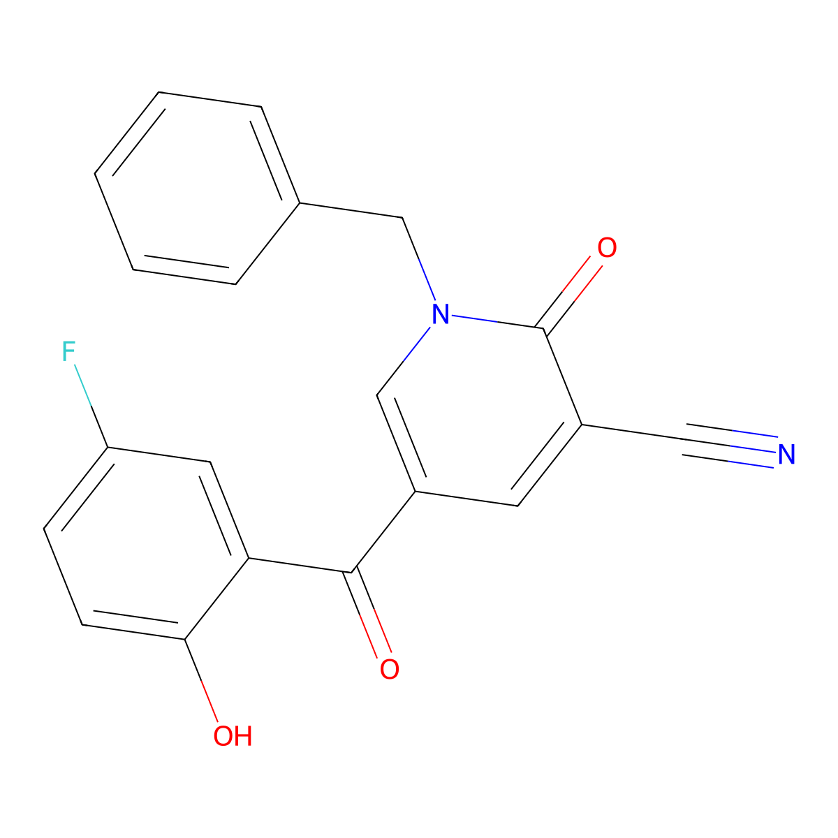 1-Benzyl-5-(5-fluoro-2-hydroxybenzoyl)-2-oxo-1,2-dihydropyridine-3-carbonitrile molecular structure, CAS 730981-96-1
