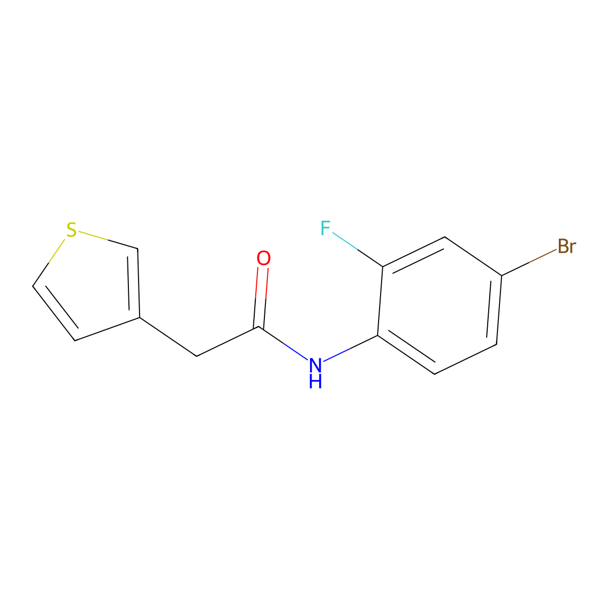 N-(4-bromo-2-fluorophenyl)-2-(thiophen-3-yl)acetamide molecular structure, CAS 730987-97-0