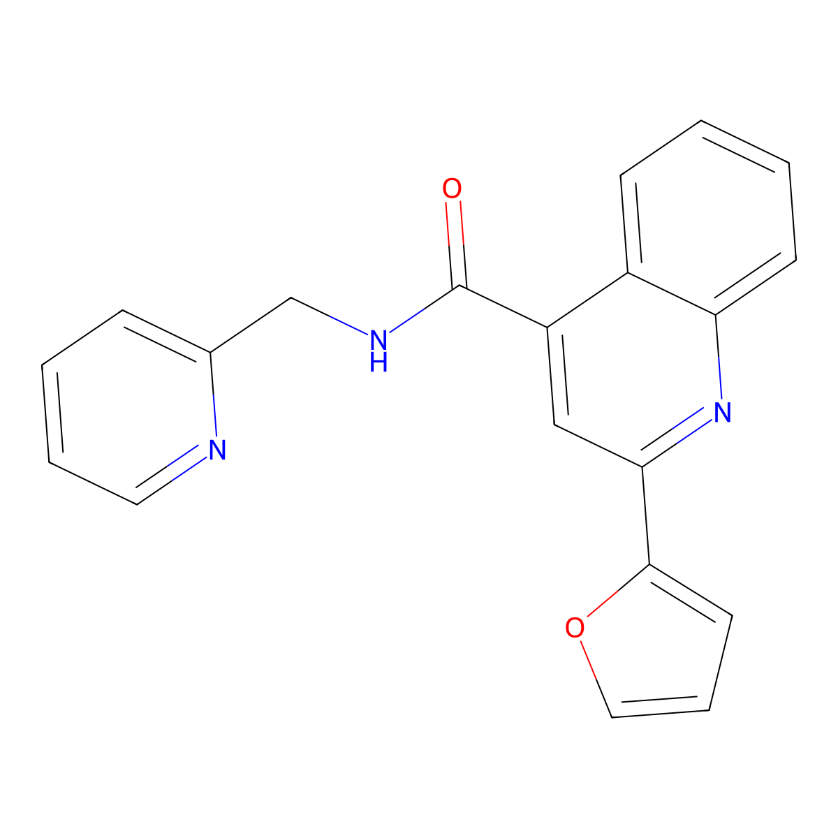 2-(furan-2-yl)-N-(pyridin-2-ylmethyl)quinoline-4-carboxamide molecular structure, CAS 730988-72-4