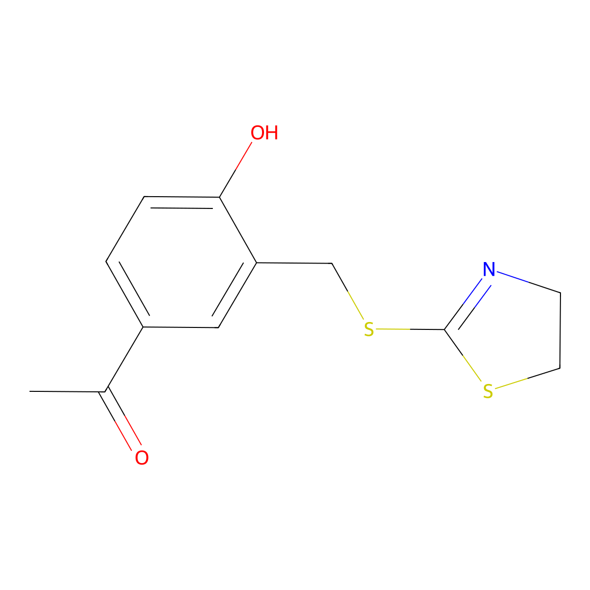 1-{3-[(4,5-Dihydro-1,3-thiazol-2-ylsulfanyl)methyl]-4-hydroxyphenyl}ethan-1-one molecular structure, CAS 730992-53-7