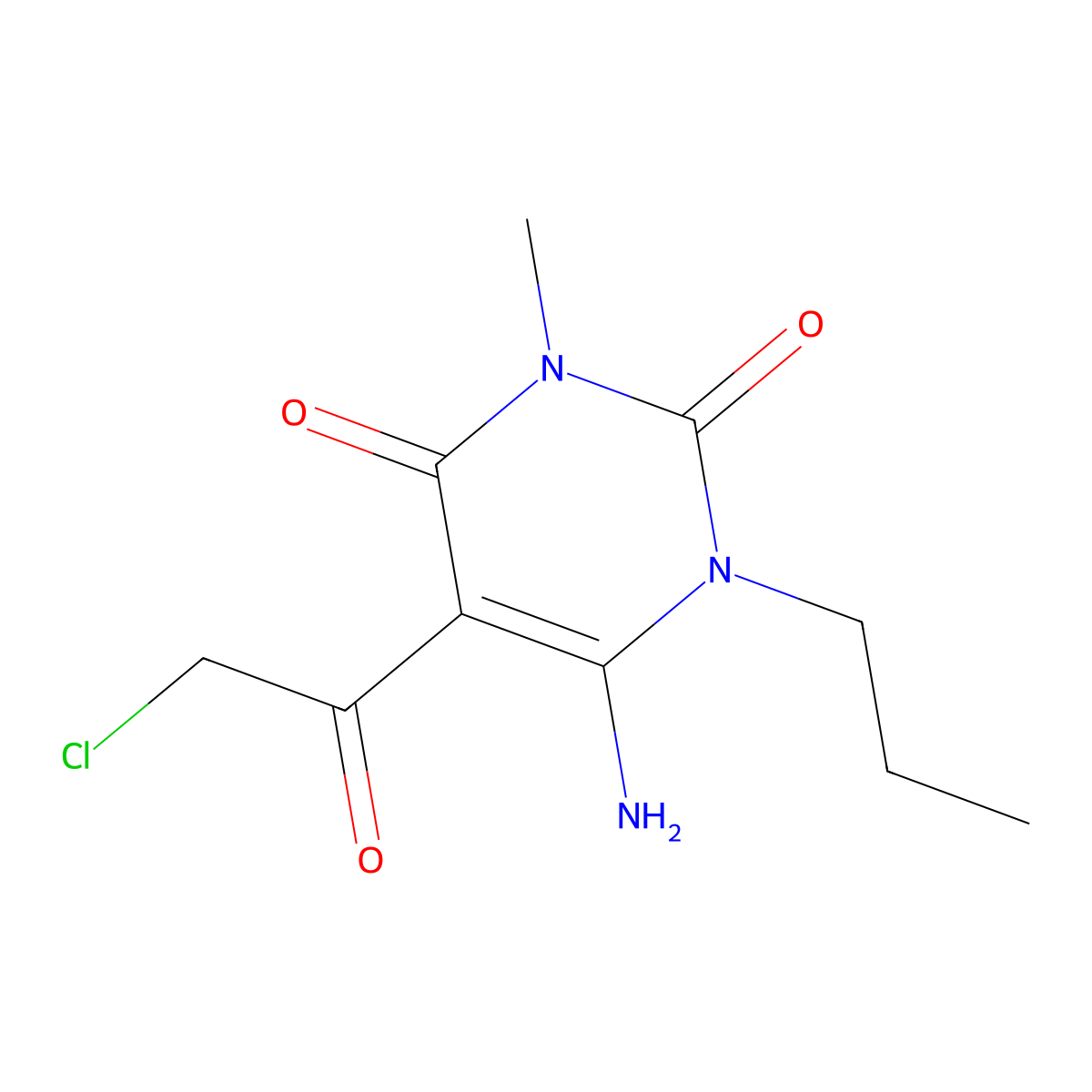 6-Amino-5-(2-chloroacetyl)-3-methyl-1-propyl-1,2,3,4-tetrahydropyrimidine-2,4-dione molecular structure, CAS 730992-57-1