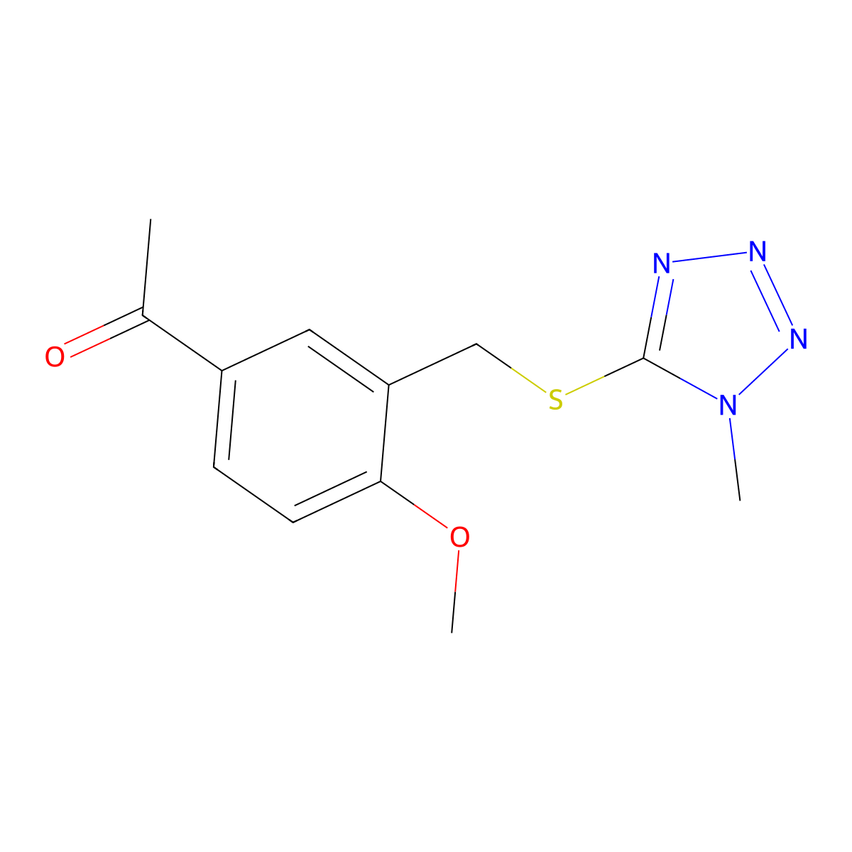 1-(4-methoxy-3-{[(1-methyl-1H-tetrazol-5-yl)thio]methyl}phenyl)ethanone molecular structure, CAS 730992-65-1