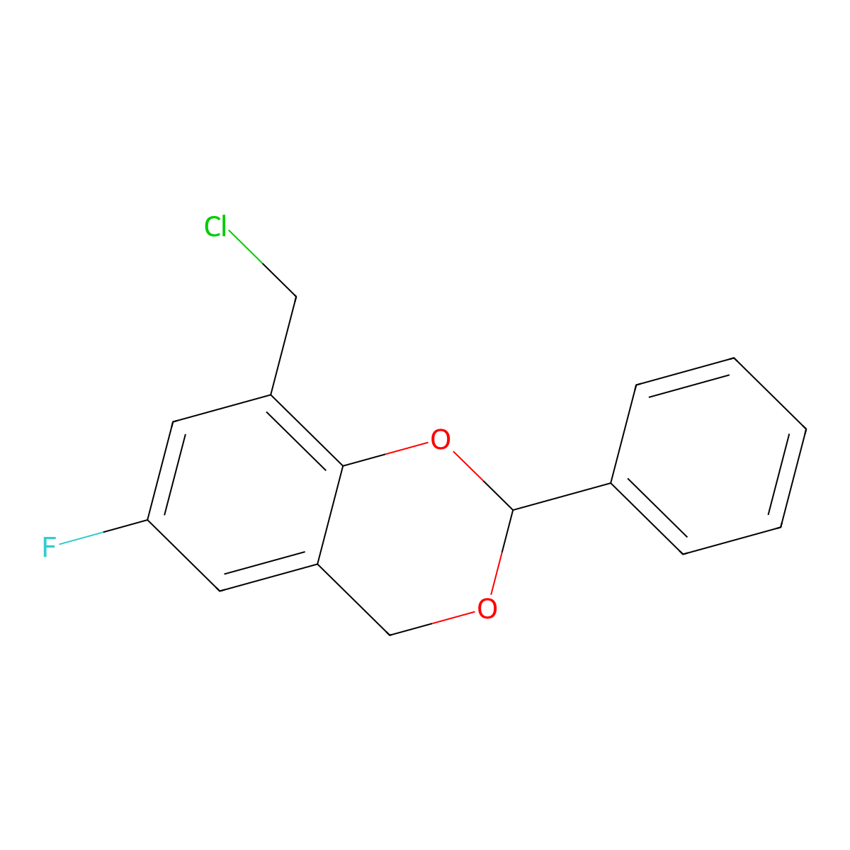 8-(Chloromethyl)-6-fluoro-2-phenyl-2,4-dihydro-1,3-benzodioxine molecular structure, CAS 730992-77-5