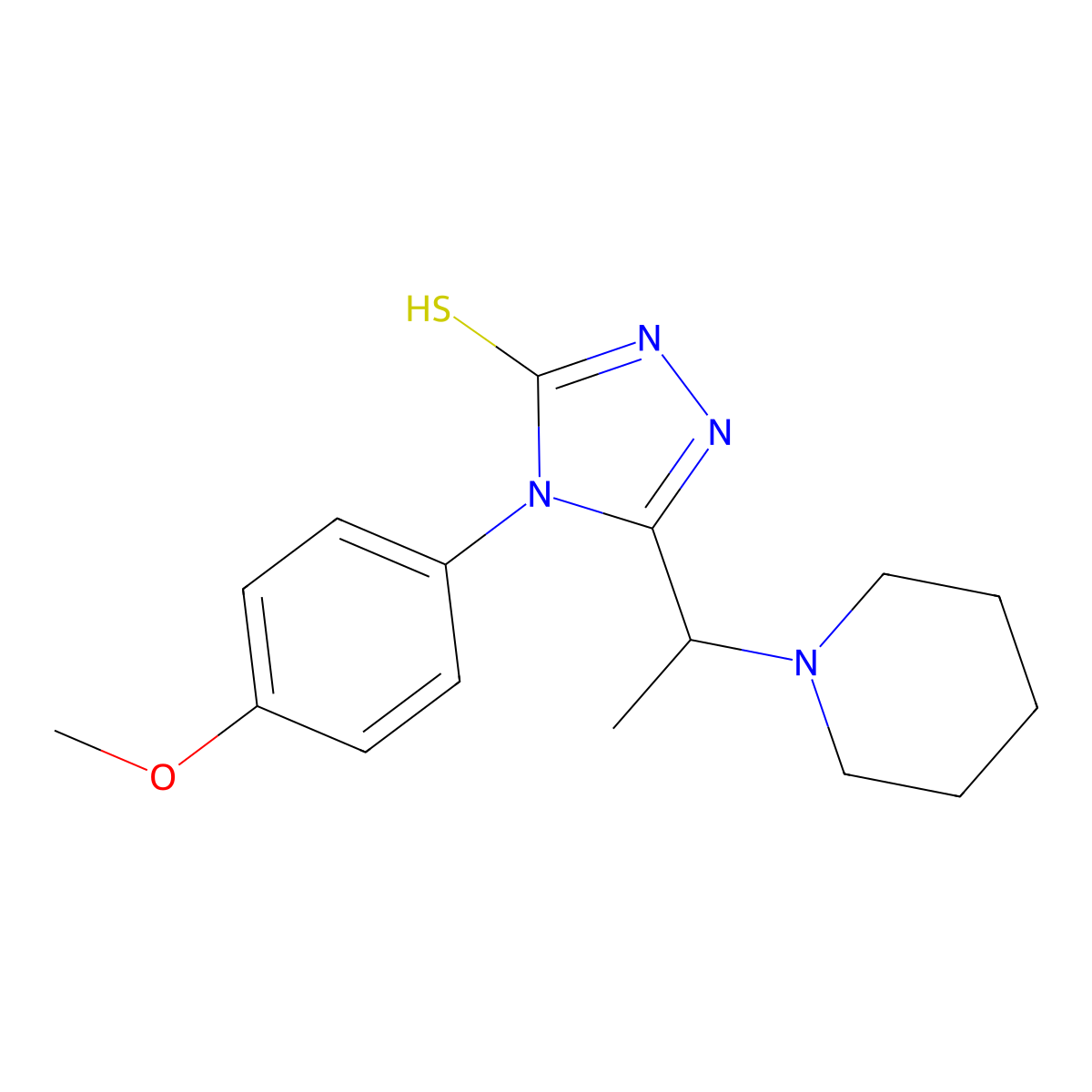 4-(4-methoxyphenyl)-5-[1-(piperidin-1-yl)ethyl]-4H-1,2,4-triazole-3-thiol molecular structure, CAS 730997-76-9