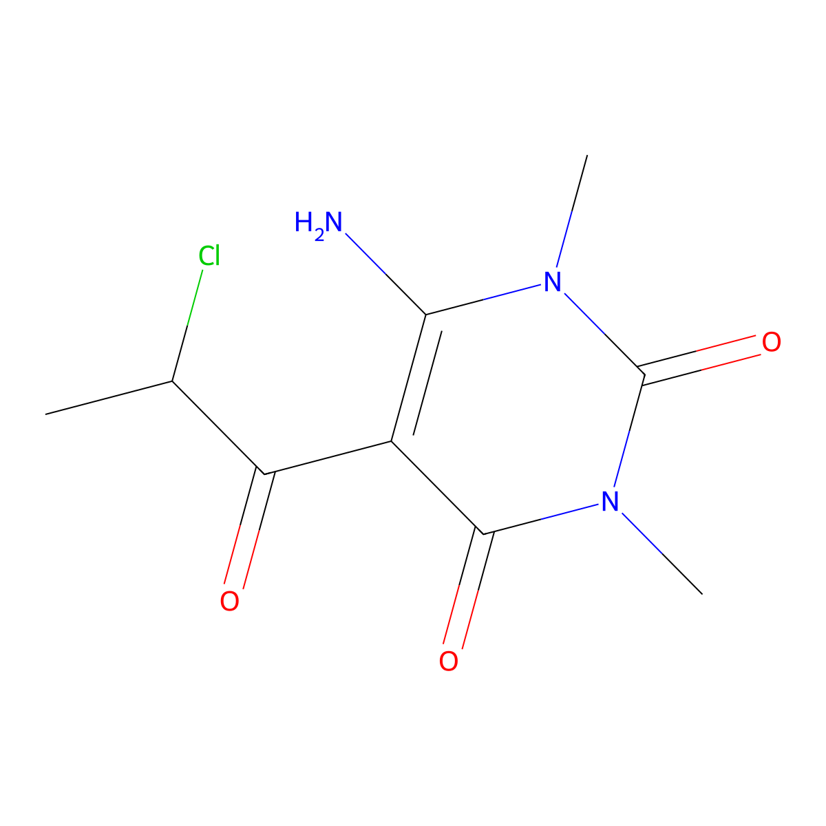 6-Amino-5-(2-chloropropanoyl)-1,3-dimethyl-1,2,3,4-tetrahydropyrimidine-2,4-dione molecular structure, CAS 730997-77-0