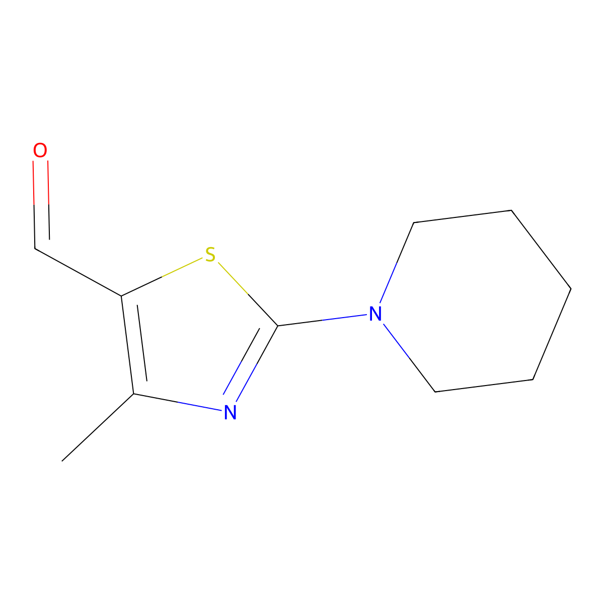 4-Methyl-2-piperidin-1-yl-thiazole-5-carbaldehyde molecular structure, CAS 730997-87-2