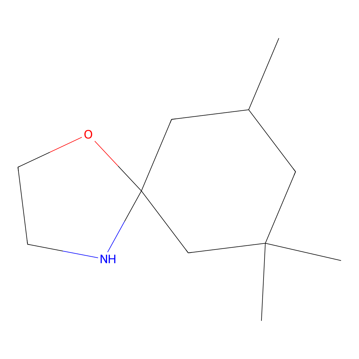 7,7,9-Trimethyl-1-oxa-4-azaspiro[4.5]decane molecular structure, CAS 73100-29-5