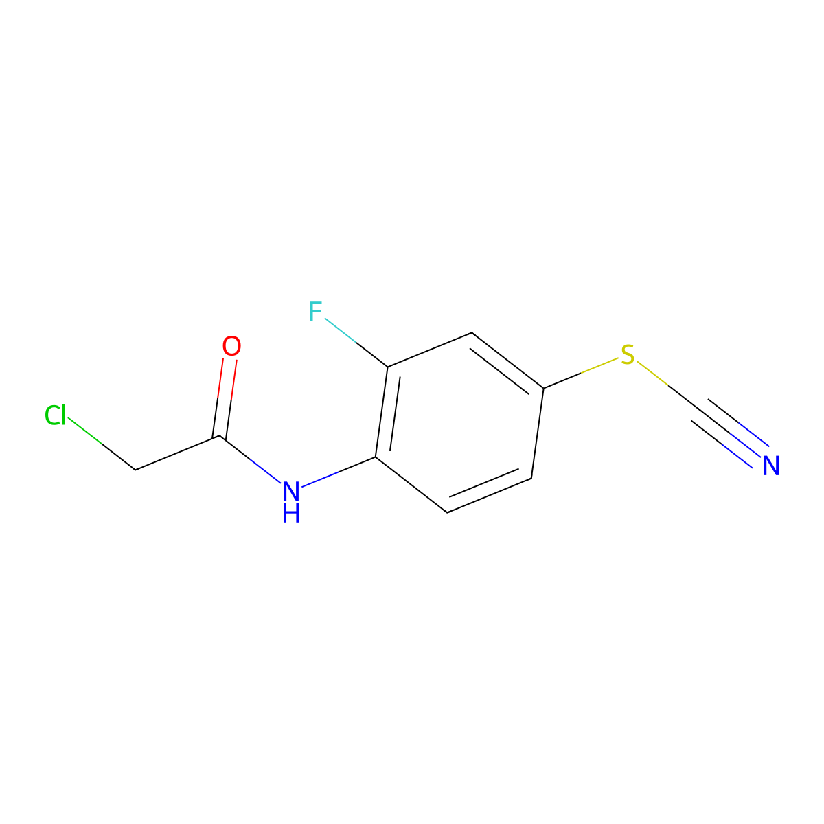 2-chloro-N-(4-(cyanosulfanyl)-2-fluorophenyl)acetamide molecular structure, CAS 731001-92-6