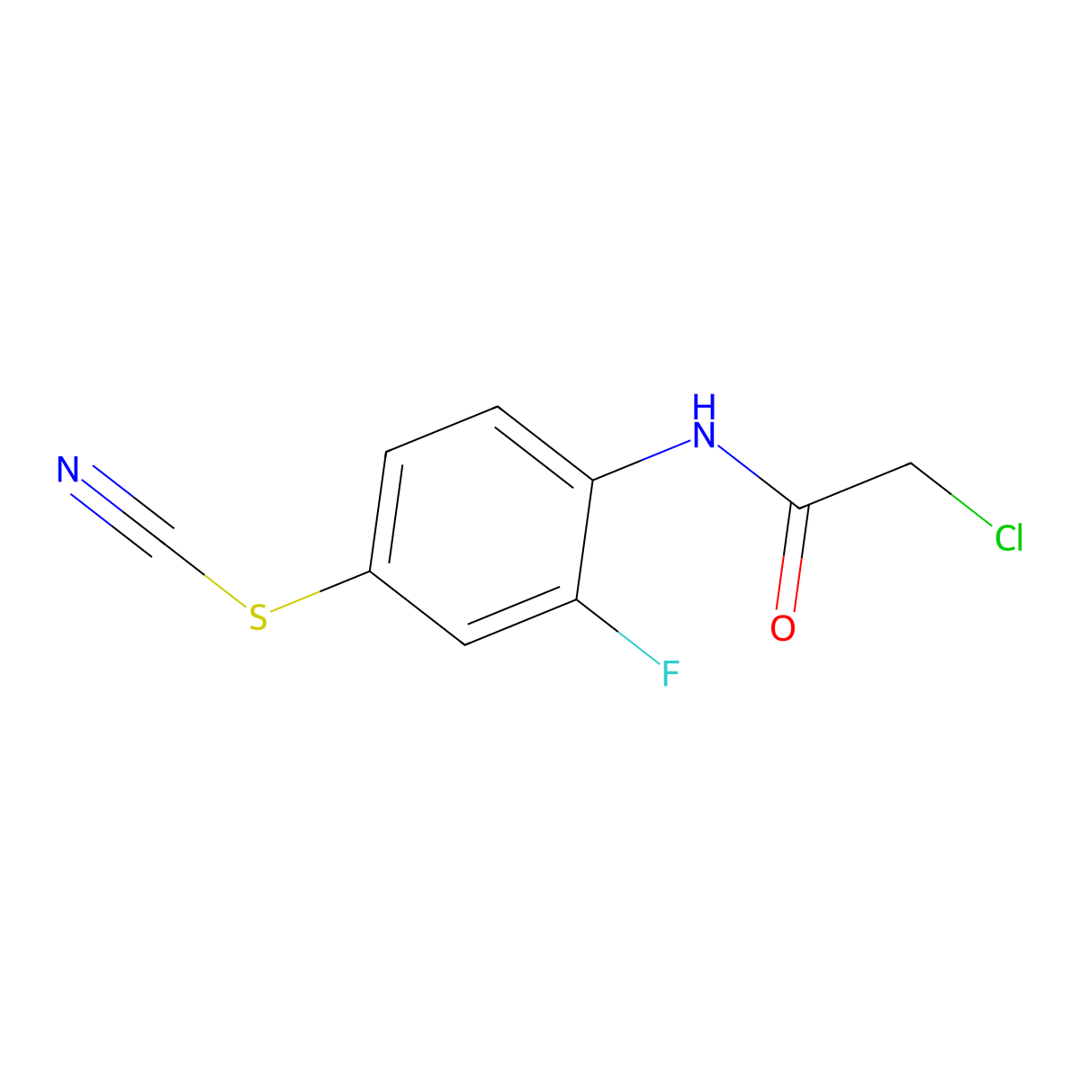 2-chloro-N-(4-(cyanosulfanyl)-2-fluorophenyl)acetamide molecular structure, CAS 731001-92-6
