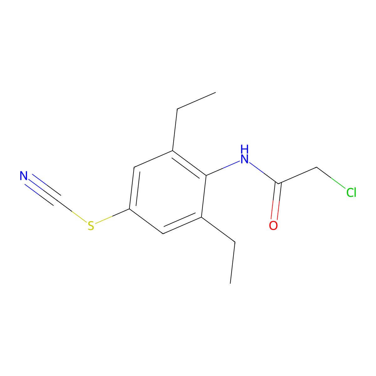 2-chloro-N-[4-(cyanosulfanyl)-2,6-diethylphenyl]acetamide molecular structure, CAS 731001-93-7