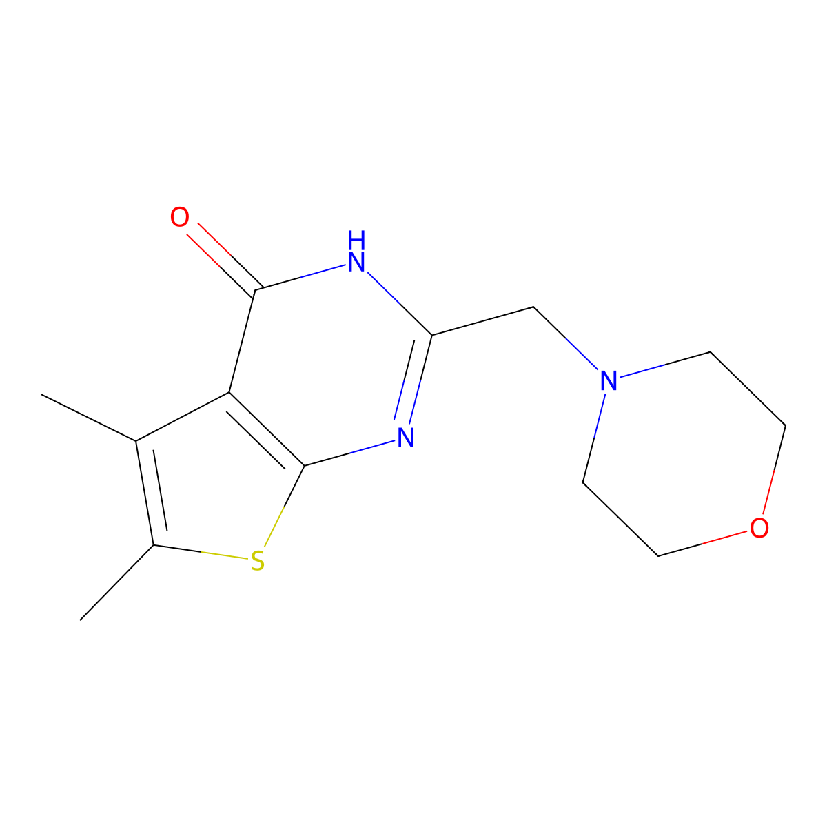 5,6-Dimethyl-2-(morpholin-4-ylmethyl)-3H,4H-thieno[2,3-d]pyrimidin-4-one molecular structure, CAS 731001-94-8