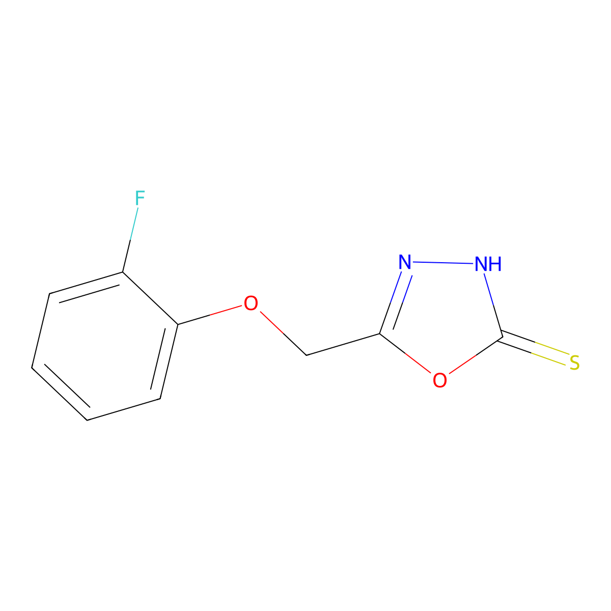 5-[(2-Fluorophenoxy)methyl]-1,3,4-oxadiazole-2-thiol molecular structure, CAS 731001-99-3