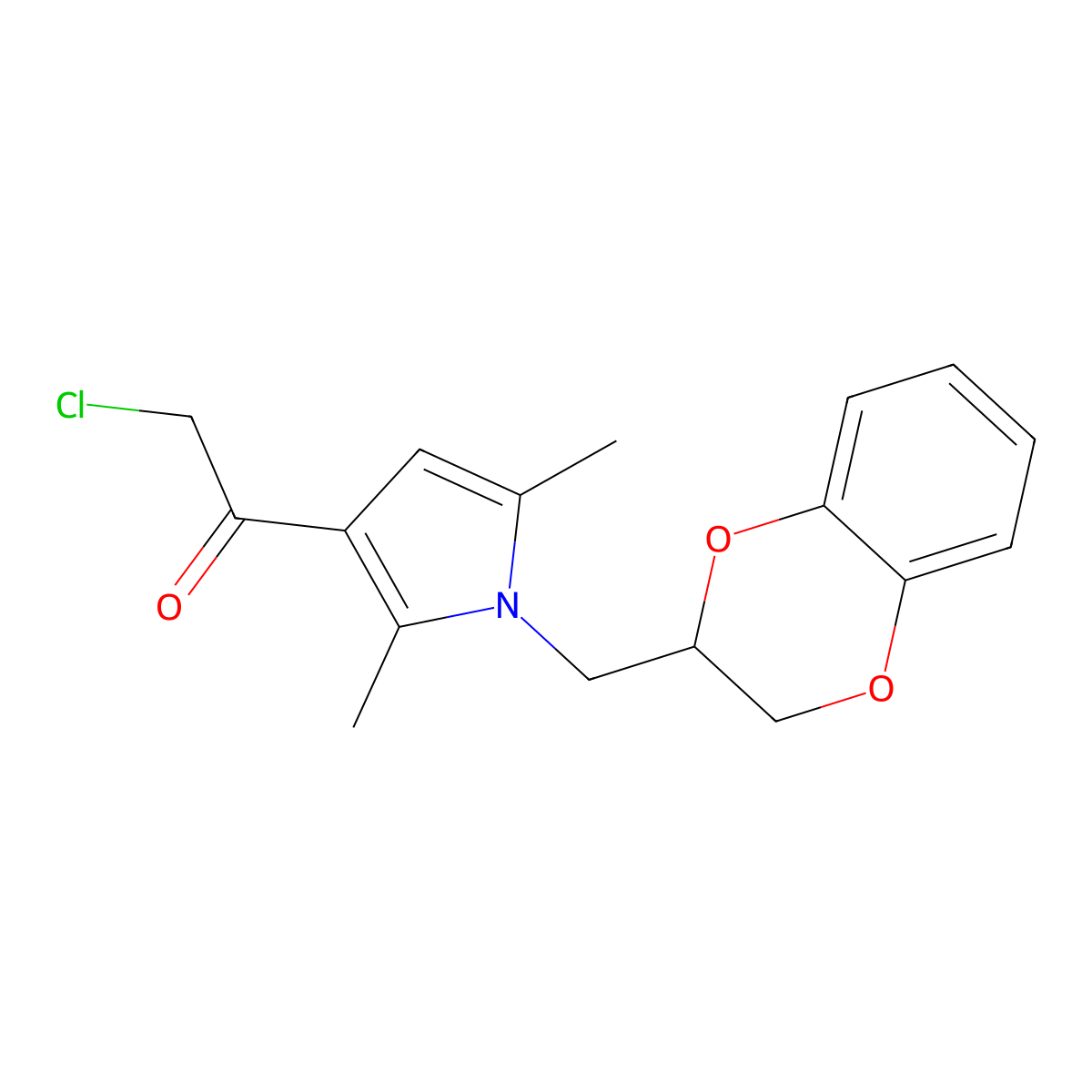 2-chloro-1-(1-((2,3-dihydro-1,4-benzodioxin-2-yl)methyl)-2,5-dimethyl-1H-pyrrol-3-yl)ethan-1-one molecular structure, CAS 731002-00-9