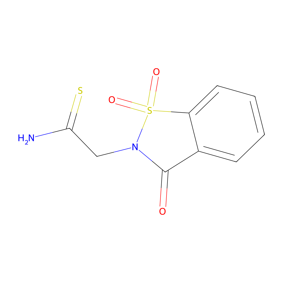 2-(1,1-dioxido-3-oxo-1,2-benzisothiazol-2(3H)-yl)ethanethioamide molecular structure, CAS 731002-08-7