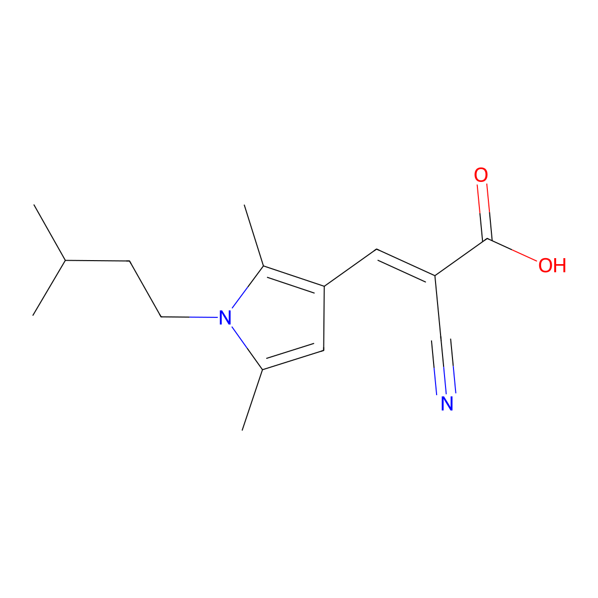 (2E)-2-cyano-3-[2,5-dimethyl-1-(3-methylbutyl)-1H-pyrrol-3-yl]acrylic acid molecular structure, CAS 731002-11-2