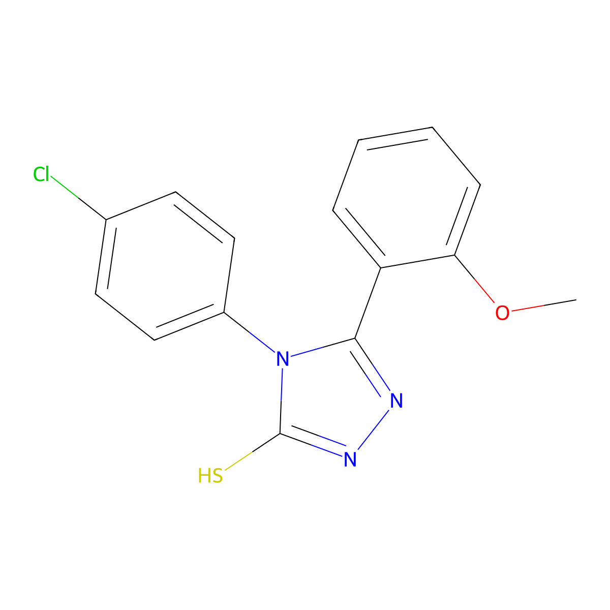 4-(4-chlorophenyl)-5-(2-methoxyphenyl)-4H-1,2,4-triazole-3-thiol molecular structure, CAS 731003-72-8