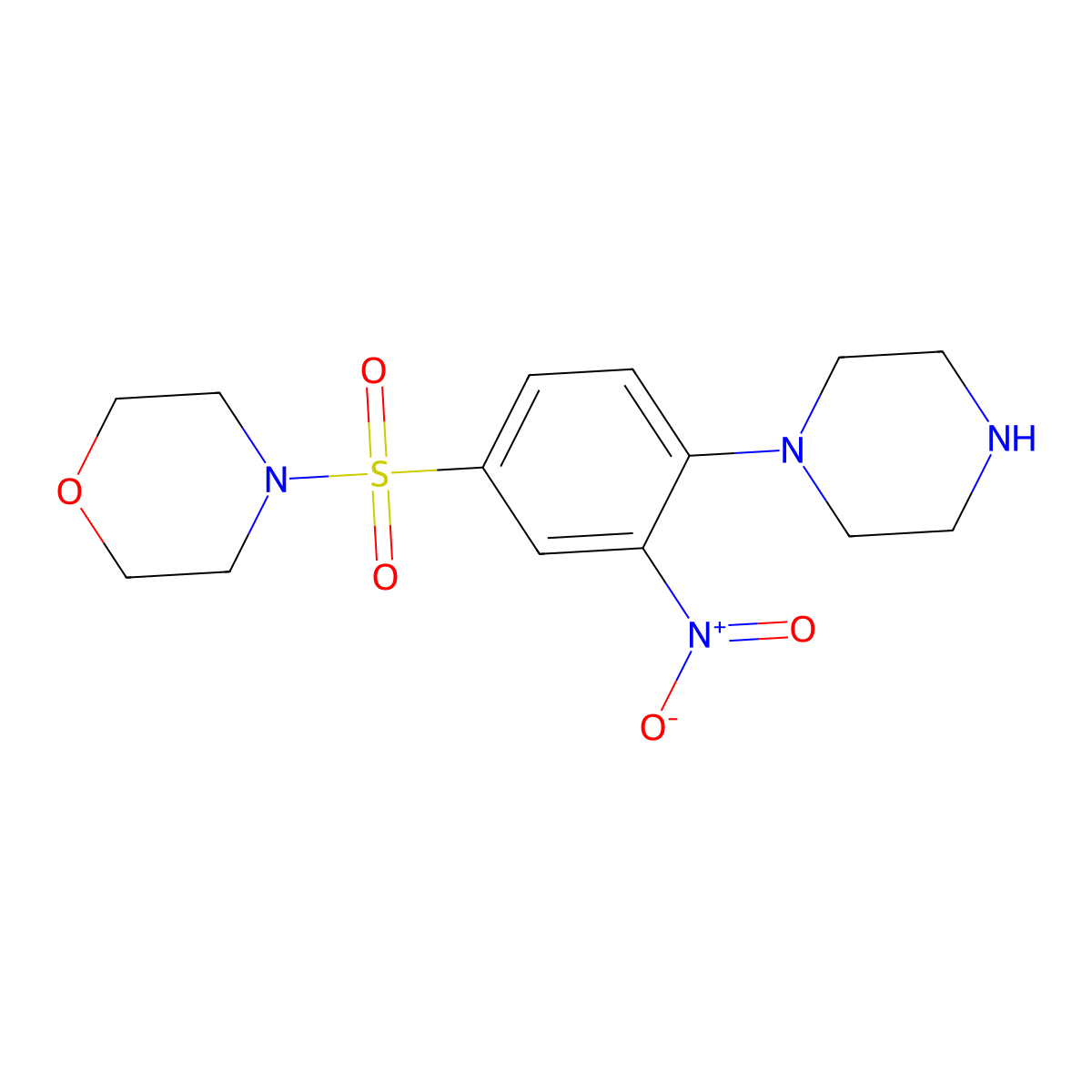 4-[(3-Nitro-4-piperazin-1-ylphenyl)sulfonyl]morpholine molecular structure, CAS 731003-76-2