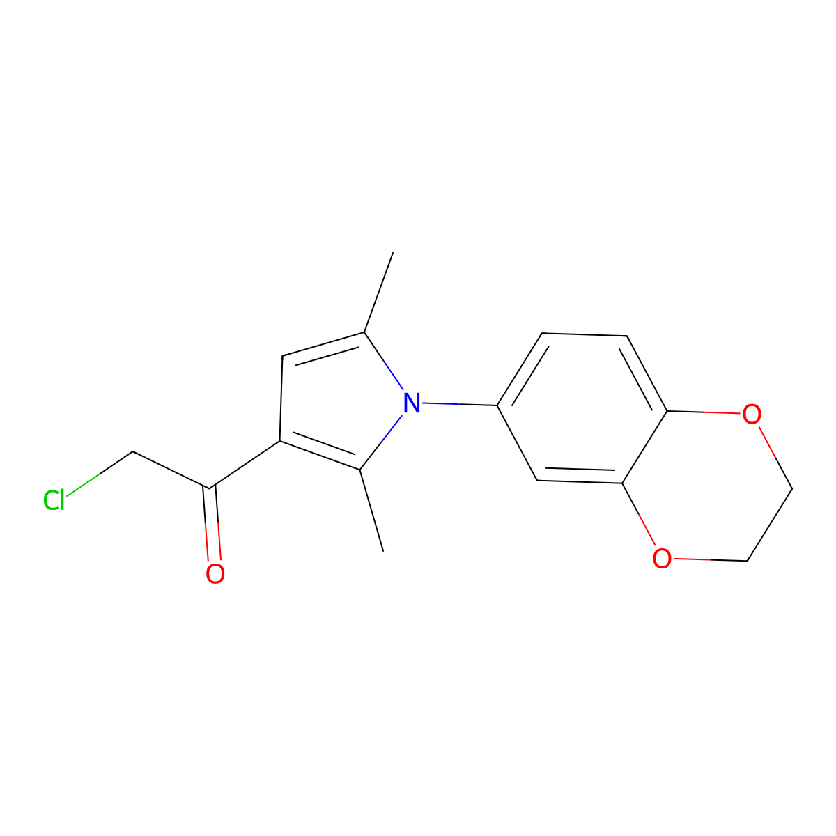 2-chloro-1-[1-(2,3-dihydro-1,4-benzodioxin-6-yl)-2,5-dimethyl-1H-pyrrol-3-yl]ethanone molecular structure, CAS 731003-81-9